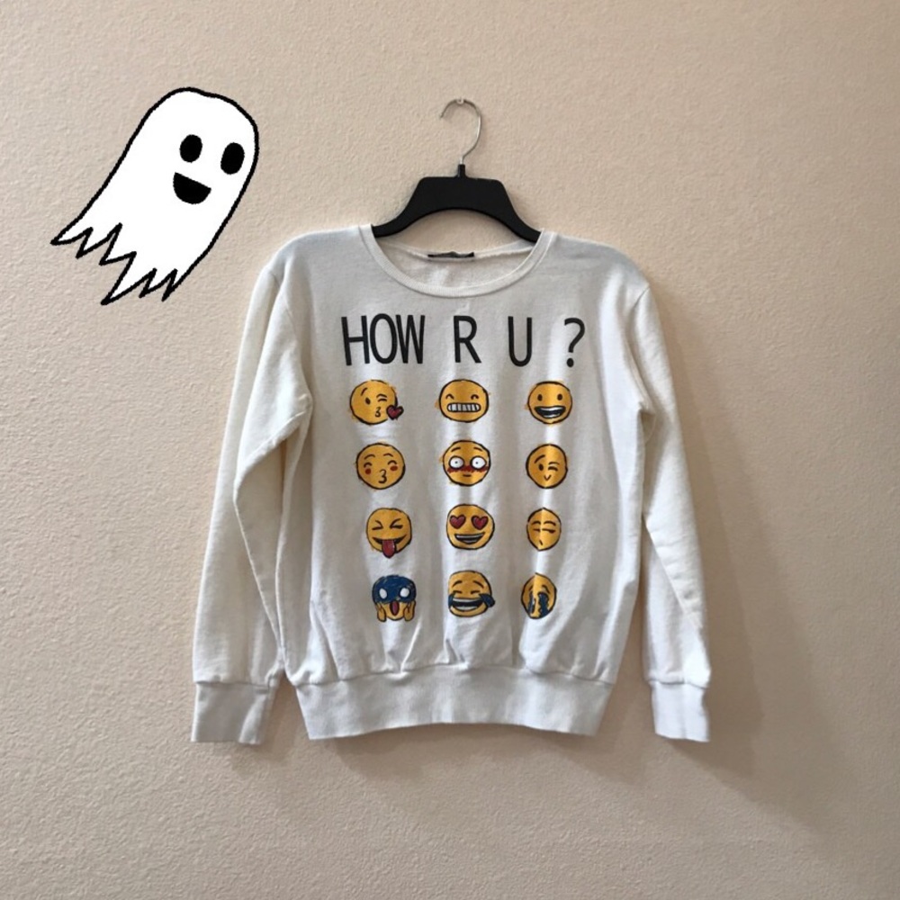 Shana Quirky White Emoji Sweater